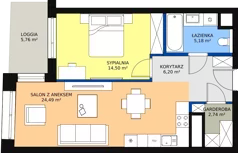 2 pokoje, mieszkanie 52,74 m², piętro 18, oferta nr C-18-209C, ATAL Olimpijska, Katowice, Śródmieście, Bogucice, ul. Olimpijska / al. Korfantego