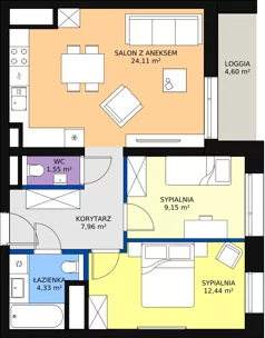 3 pokoje, mieszkanie 59,47 m², piętro 10, oferta nr C-10-108C, ATAL Olimpijska, Katowice, Bogucice, ul. Olimpijska / al. Korfantego