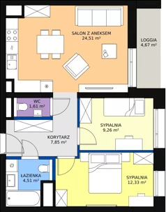 3 pokoje, apartament 59,95 m², piętro 8, oferta nr C-08-84C, ATAL Olimpijska, Katowice, Bogucice, ul. Olimpijska / al. Korfantego