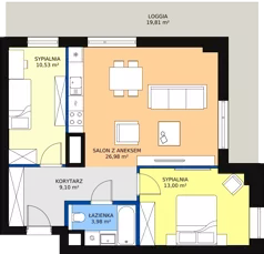 3 pokoje, apartament 63,40 m², piętro 2, oferta nr C-02-15C, ATAL Olimpijska, Katowice, Bogucice, ul. Olimpijska / al. Korfantego
