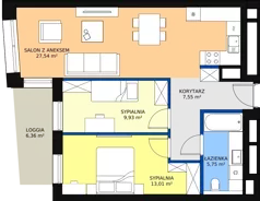 3 pokoje, mieszkanie 63,47 m², piętro 3, oferta nr C-03-24C, ATAL Olimpijska, Katowice, Śródmieście, Bogucice, ul. Olimpijska / al. Korfantego