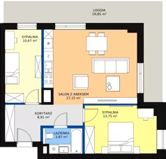 3 pokoje, mieszkanie 64,01 m², piętro 4, oferta nr C-04-41C, ATAL Olimpijska, Katowice, Bogucice, ul. Olimpijska / al. Korfantego