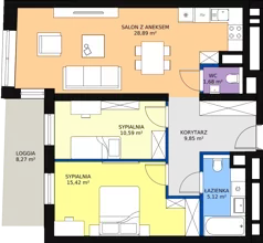 3 pokoje, mieszkanie 71,15 m², piętro 3, oferta nr C-03-26C, ATAL Olimpijska, Katowice, Bogucice, ul. Olimpijska / al. Korfantego