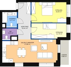 3 pokoje, mieszkanie 73,73 m², piętro 3, oferta nr C-03-21C, ATAL Olimpijska, Katowice, Bogucice, ul. Olimpijska / al. Korfantego
