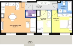 3 pokoje, mieszkanie 56,95 m², piętro 2, oferta nr B1-18, Galaktyczna, Gdańsk, Osowa, ul. Galaktyczna