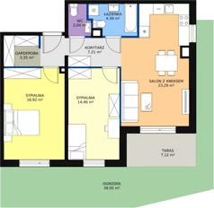 3 pokoje, mieszkanie 71,53 m², parter, oferta nr B2-06, Galaktyczna, Gdańsk, Osowa, ul. Galaktyczna
