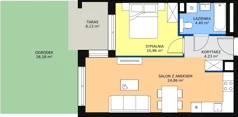 2 pokoje, mieszkanie 43,10 m², piętro 1, oferta nr A.1.6, ATAL Symbioza, Gdynia, Cisowa, ul. Kcyńska