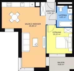 2 pokoje, mieszkanie 48,77 m², piętro 1, oferta nr A.1.4, ATAL Symbioza, Gdynia, Cisowa, ul. Kcyńska