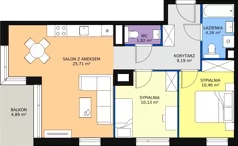 3 pokoje, mieszkanie 61,32 m², piętro 2, oferta nr A.2.2, ATAL Symbioza, Gdynia, Cisowa, ul. Kcyńska