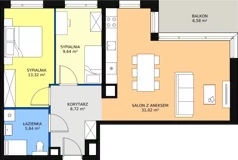 3 pokoje, mieszkanie 68,34 m², piętro 3, oferta nr A.3.2, ATAL Symbioza, Gdynia, Cisowa, ul. Kcyńska