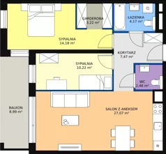 3 pokoje, mieszkanie 68,81 m², piętro 2, oferta nr B2.2.5, ATAL Symbioza, Gdynia, Cisowa, ul. Kcyńska