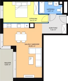 2 pokoje, mieszkanie 54,43 m², piętro 1, oferta nr C1.1.3, ATAL Symbioza, Gdynia, Cisowa, ul. Kcyńska