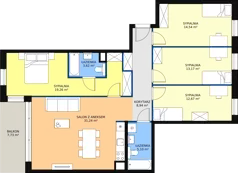 5 pokoi, mieszkanie 108,54 m², piętro 1, oferta nr C2.1.1, ATAL Symbioza, Gdynia, Cisowa, ul. Kcyńska