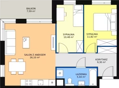 3 pokoje, mieszkanie 63,14 m², piętro 1, oferta nr C2.1.4, ATAL Symbioza, Gdynia, Cisowa, ul. Kcyńska