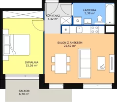 2 pokoje, mieszkanie 47,32 m², piętro 2, oferta nr C1.2.2, ATAL Symbioza, Gdynia, Cisowa, ul. Kcyńska