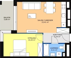 2 pokoje, mieszkanie 46,96 m², piętro 2, oferta nr C2.2.2, ATAL Symbioza, Gdynia, Cisowa, ul. Kcyńska