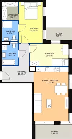 3 pokoje, mieszkanie 77,65 m², piętro 3, oferta nr C1.3.1, ATAL Symbioza, Gdynia, Cisowa, ul. Kcyńska