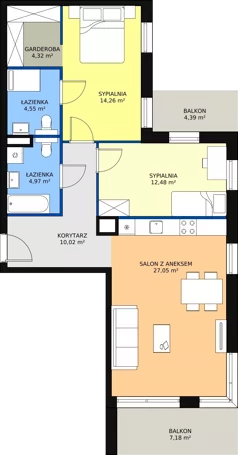 3 pokoje, mieszkanie 77,65 m², piętro 4, oferta nr C1.4.1, ATAL Symbioza, Gdynia, Cisowa, ul. Kcyńska