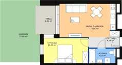 2 pokoje, mieszkanie 44,58 m², parter, oferta nr D.0.4, ATAL Symbioza, Gdynia, Cisowa, ul. Kcyńska
