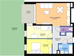 3 pokoje, mieszkanie 64,65 m², piętro 1, oferta nr D.1.5, ATAL Symbioza, Gdynia, Cisowa, ul. Kcyńska
