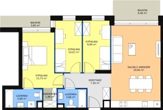 4 pokoje, mieszkanie 81,45 m², piętro 1, oferta nr D.1.1, ATAL Symbioza, Gdynia, Cisowa, ul. Kcyńska