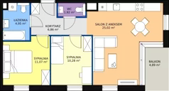 3 pokoje, mieszkanie 60,10 m², piętro 1, oferta nr D.1.2, ATAL Symbioza, Gdynia, Cisowa, ul. Kcyńska