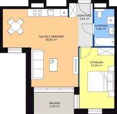 2 pokoje, mieszkanie 51,35 m², piętro 2, oferta nr D.2.4, ATAL Symbioza, Gdynia, Cisowa, ul. Kcyńska