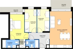 4 pokoje, mieszkanie 81,45 m², piętro 3, oferta nr D.3.1, ATAL Symbioza, Gdynia, Cisowa, ul. Kcyńska