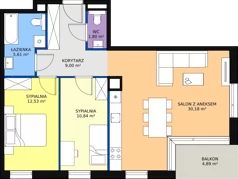 3 pokoje, mieszkanie 69,75 m², piętro 3, oferta nr D.3.3, ATAL Symbioza, Gdynia, Cisowa, ul. Kcyńska
