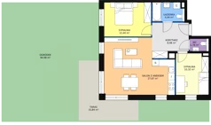 3 pokoje, mieszkanie 65,96 m², piętro 1, oferta nr 1A.1.10, Ogrody Geyera Apartamenty, Łódź, Śródmieście, ul. Piotrkowska 293/305