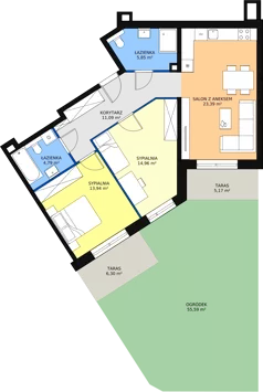 3 pokoje, mieszkanie 74,02 m², parter, oferta nr 1B.0.45, Ogrody Geyera Apartamenty, Łódź, Śródmieście, ul. Piotrkowska 293/305