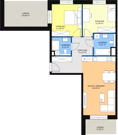 3 pokoje, mieszkanie 70,17 m², piętro 1, oferta nr 1A.1.06, Ogrody Geyera Apartamenty, Łódź, Śródmieście, ul. Piotrkowska 293/305
