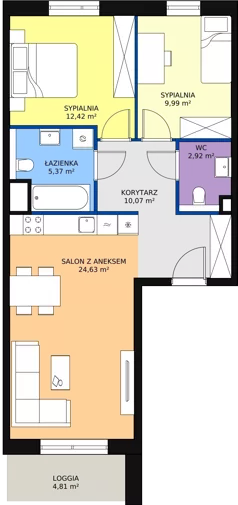 3 pokoje, mieszkanie 65,40 m², piętro 1, oferta nr 1C.1.78, Ogrody Geyera Apartamenty, Łódź, Śródmieście, ul. Piotrkowska 293/305