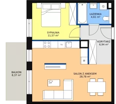 2 pokoje, mieszkanie 51,90 m², piętro 2, oferta nr 1C.2.93, Ogrody Geyera Apartamenty, Łódź, Śródmieście, ul. Piotrkowska 293/305