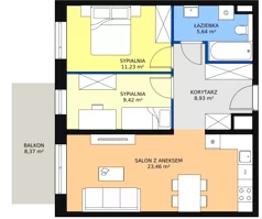 3 pokoje, mieszkanie 58,63 m², piętro 4, oferta nr 1A.4.32, Ogrody Geyera Apartamenty, Łódź, Śródmieście, ul. Piotrkowska 293/305