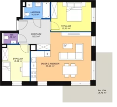 3 pokoje, mieszkanie 66,44 m², piętro 5, oferta nr 1C.5.115, Ogrody Geyera Apartamenty, Łódź, Śródmieście, ul. Piotrkowska 293/305