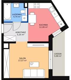 1 pokój, mieszkanie 39,84 m², piętro 6, oferta nr 1A.6.42, Ogrody Geyera Apartamenty, Łódź, Śródmieście, ul. Piotrkowska 293/305