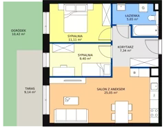 3 pokoje, mieszkanie 59,43 m², piętro 2, oferta nr 2D.2.137, Ogrody Geyera Apartamenty, Łódź, Śródmieście, ul. Piotrkowska 293/305