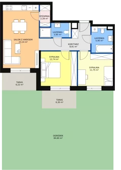 3 pokoje, mieszkanie 68,17 m², parter, oferta nr 2E.0.172, Ogrody Geyera Apartamenty, Łódź, Śródmieście, ul. Piotrkowska 293/305