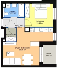 2 pokoje, mieszkanie 45,16 m², parter, oferta nr 2H.0.266, Ogrody Geyera Apartamenty, Łódź, Śródmieście, ul. Piotrkowska 293/305