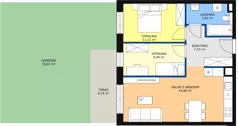 3 pokoje, mieszkanie 58,68 m², piętro 1, oferta nr 1A.1.11, Ogrody Geyera Apartamenty, Łódź, Śródmieście, ul. Piotrkowska 293/305