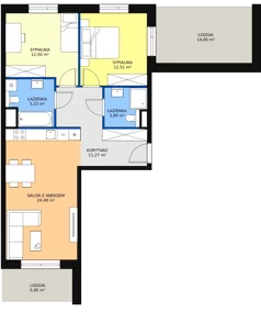 3 pokoje, mieszkanie 69,89 m², piętro 1, oferta nr 2E.1.176, Ogrody Geyera Apartamenty, Łódź, Śródmieście, ul. Piotrkowska 293/305