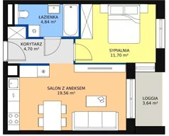 2 pokoje, mieszkanie 40,80 m², piętro 1, oferta nr 2G.1.225, Ogrody Geyera Apartamenty, Łódź, Śródmieście, ul. Piotrkowska 293/305