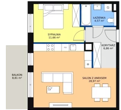 2 pokoje, mieszkanie 52,06 m², piętro 1, oferta nr 2G.1.228, Ogrody Geyera Apartamenty, Łódź, Śródmieście, ul. Piotrkowska 293/305