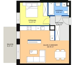 2 pokoje, mieszkanie 51,74 m², piętro 1, oferta nr 2G.1.229, Ogrody Geyera Apartamenty, Łódź, Śródmieście, ul. Piotrkowska 293/305