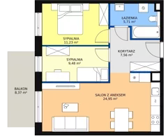 3 pokoje, mieszkanie 58,86 m², piętro 1, oferta nr 2H.1.280, Ogrody Geyera Apartamenty, Łódź, Śródmieście, ul. Piotrkowska 293/305
