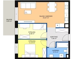 3 pokoje, mieszkanie 58,81 m², piętro 1, oferta nr 2H.1.282, Ogrody Geyera Apartamenty, Łódź, Śródmieście, ul. Piotrkowska 293/305
