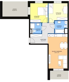 3 pokoje, mieszkanie 70,54 m², piętro 2, oferta nr 2F.2.201, Ogrody Geyera Apartamenty, Łódź, Śródmieście, ul. Piotrkowska 293/305