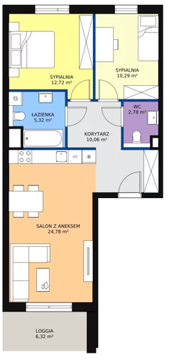 3 pokoje, mieszkanie 65,95 m², piętro 2, oferta nr 2G.2.230, Ogrody Geyera Apartamenty, Łódź, Śródmieście, ul. Piotrkowska 293/305