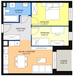 3 pokoje, mieszkanie 53,75 m², piętro 2, oferta nr 2G.2.234, Ogrody Geyera Apartamenty, Łódź, Śródmieście, ul. Piotrkowska 293/305